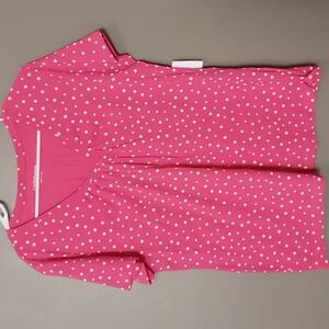 Croft & Barrow Pink Blouse w White Polka Dots XL NWT